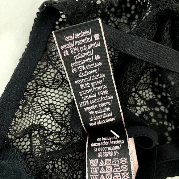 Victoria's Secret Very Sexy Strappy Lace Teddy, Chantilly Black Thong Back Small - Picture 8 of 8